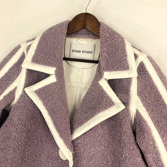 Stand Studio Women's Size 36 (US 4) Pale Iris Purple White Kenzie Coat MRSR $995 - Picture 2 of 13